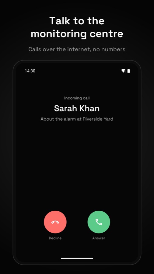 Alrmo app: Calls with the monitoring centre
