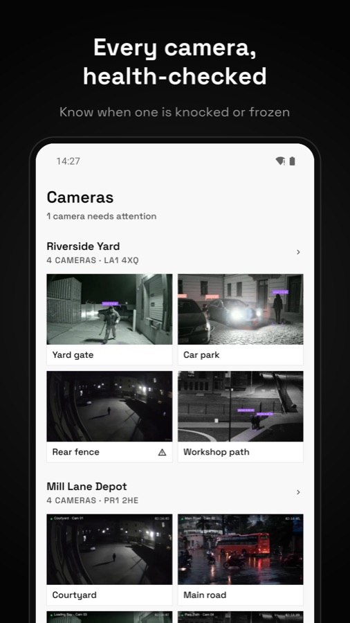 Alrmo app: Cameras